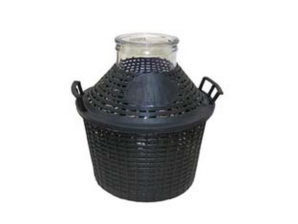 damigiana a bocca larga in vetro vestita - lt.5 - bocca ? mm.115 cod:ferx.fer149969