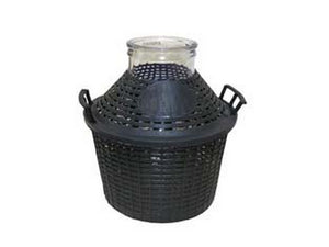 damigiana a bocca larga in vetro vestita - lt.5 - bocca ? mm.115 cod:ferx.fer149969