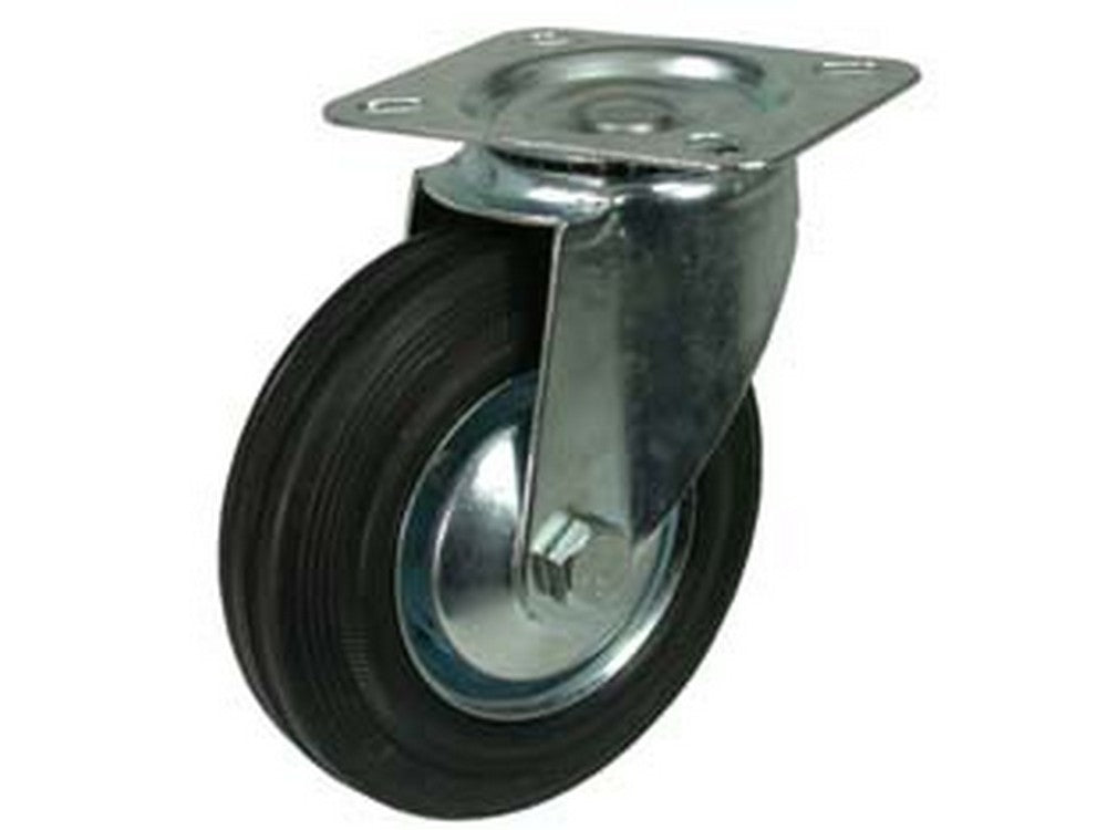 ruote industriali in gomma con piastra girevole - ? mm.200 piastra mm.135x105 cod:ferx.fer154918