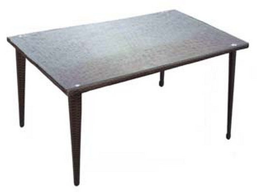 tavolo da giardino rettangolare in pe-rattan con vetro - cm.150x90x74h. - colore marrone scuro  cod:ferx.fer156882