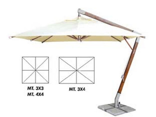 ombrellone decentrato pesante in legno con manovella - cm.300x300 palo mm.93x93 a 8 stecche col. avana cod:ferx.fer159371