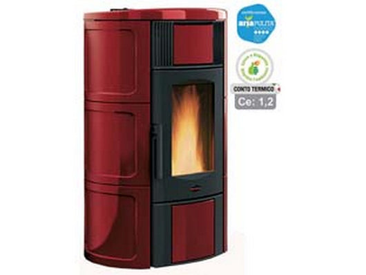 stufa a pellet iside idro 18,8 kw bordeaux (conto termico) - misure cm.69x62,7x119,7h. - peso kg.255 cod:ferx.fer159418