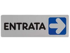 targhetta adesiva "entrata" (freccia a destra) - cm.15x5h. cod:ferx.fer161060