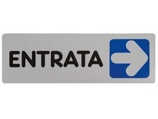 targhetta adesiva "entrata" (freccia a destra) - cm.15x5h. cod:ferx.fer161060