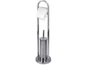 portascopino wc con porta rotolo in acciaio inox - base ? cm.22 - altezza totale cm.82 cod:ferx.fer164184