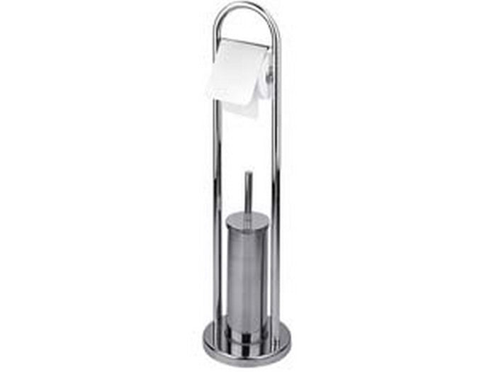 portascopino wc con porta rotolo in acciaio inox - base ? cm.22 - altezza totale cm.82 cod:ferx.fer164184