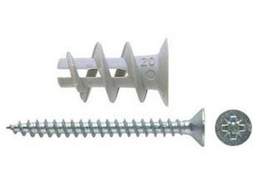 tassello in nylon con vite "gks" per cartongesso - ø mm.13x22, vite ø mm.4, cod:ferx.fer166102