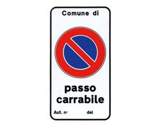cartello "passo carrabile autizzazione n." - cm.25x45h.  cod:ferx.fer167222