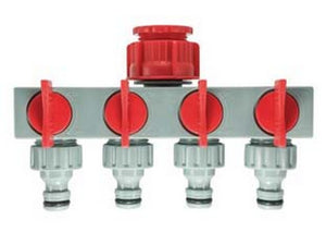 1blister presa rubinetto a quattro uscite con innesto maschio - blister (20064) cod:ferx.fer170703