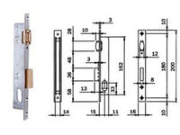 serratura da infilare per montanti catenaccio e rullo 752 - mm.15 (7521510) cod:ferx.fer171762