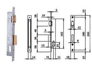 serratura da infilare per montanti catenaccio e rullo 752 - mm.15 (7521510) cod:ferx.fer171762