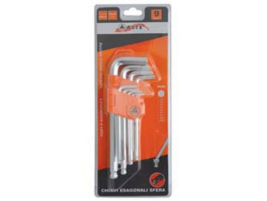 2blister chiavi maschio esagonali ball point tipo medio cromo vanadio sr. 9 pz. cod:ferx.fer172905