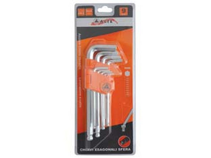 2blister chiavi maschio esagonali ball point tipo medio cromo vanadio sr. 9 pz. cod:ferx.fer172905
