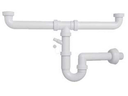 sifone moplen a "u" 2 vie con scarico - 1"1/2 per lavello cod:ferx.fer182805