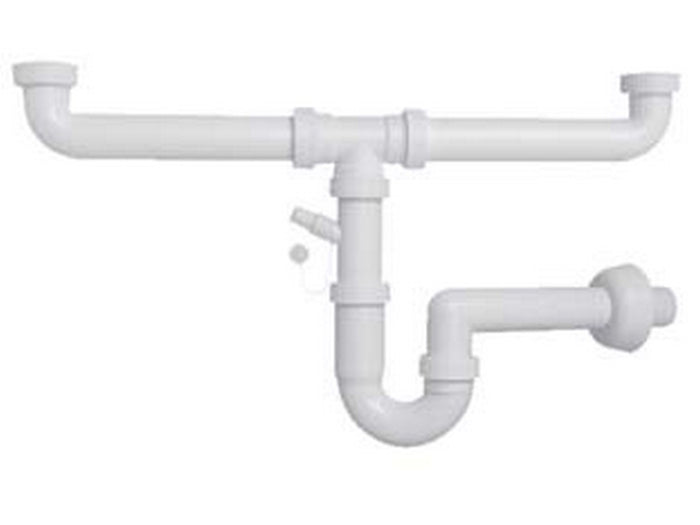 sifone moplen a "u" 2 vie con scarico - 1"1/2 per lavello cod:ferx.fer182805