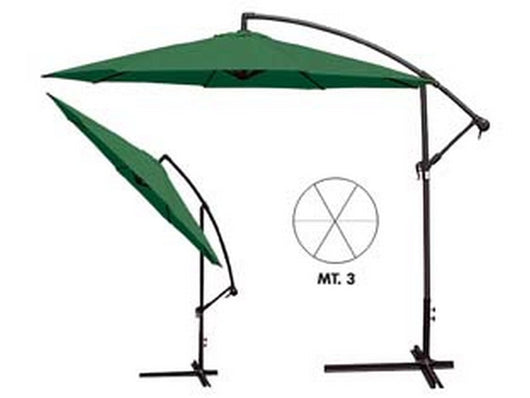ombrellone tondo decentrato in metallo con manovella - ? cm.300 palo ? mm.48 a 6 stecche colore verde cod:ferx.fer182836