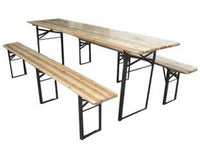 set tavolo + 2 panche birreria 3 gambe tavolo cm.220x70x77h. - panche cm.220x25x47h. cod:ferx.fer183130