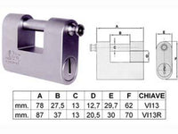 lucchetto corazzato a una bocca "monolith" - mm.87 (art.4144) cod:ferx.fer113984