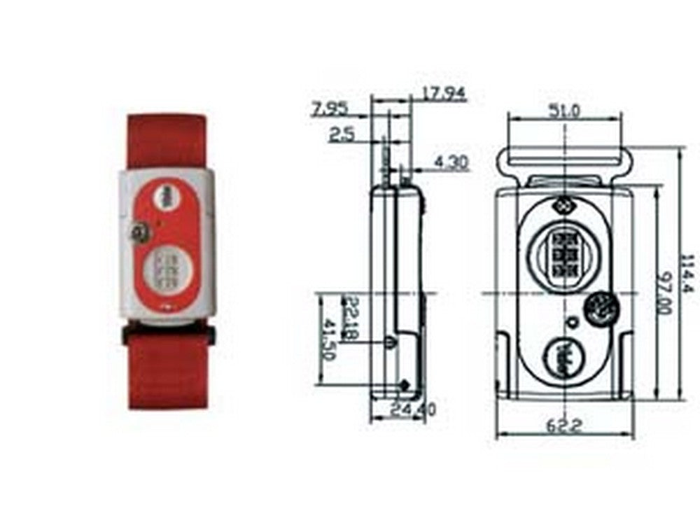 1blister fascia per valige con combinazione e dispositivo "tsa" tl1 - mm.62 rosso - fascia mt.2 (ytl1/62/4/1r) cod:ferx.fer189811