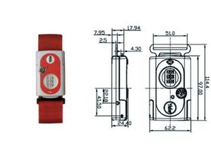 1blister fascia per valige con combinazione e dispositivo "tsa" tl1 - mm.62 rosso - fascia mt.2 (ytl1/62/4/1r) cod:ferx.fer189811