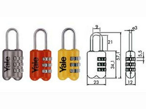 1blister lucchetto ad arco a combinazione da viaggio per valige p2 - mm.23 grigio (yp2/23/128/1g) cod:ferx.fer189859