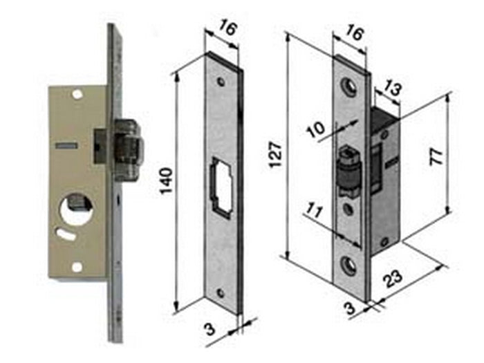 serratura da infilare per montanti solo rullo 114 - mm.15 (11415010) cod:ferx.fer195058
