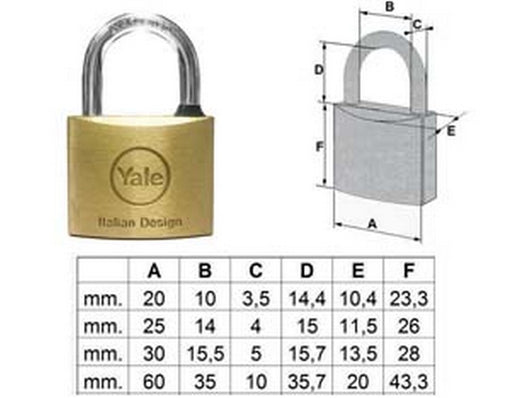 lucchetto ottone ad arco normale 110 - mm.20 (1100020) cod:ferx.fer199094