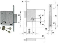 serratura da infilare doppia mappa 57223 - mm.50 piastra mm.22x175h. (57223500) cod:ferx.fer201025