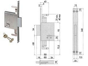 serratura triplice da infilare doppia mappa 57226 - ka mm.50 c/1 ch. cif. unica sr. 12 pz (5722652) cod:ferx.fer201315