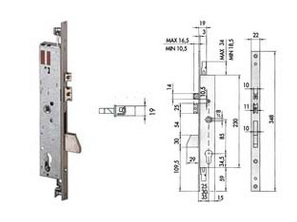 elettroserratura triplice infilare per montanti quadro e scrocco 16225 - mm.30 (16225300) cod:ferx.fer201292
