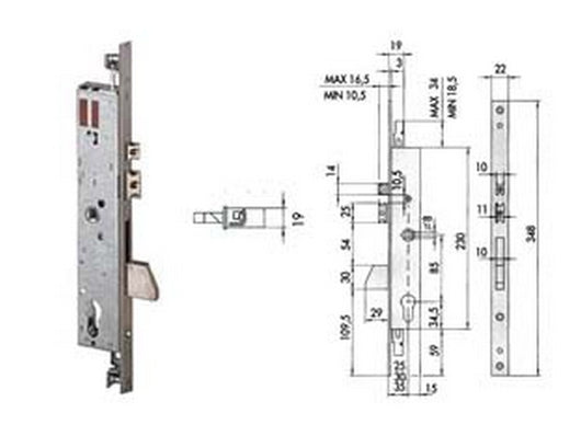elettroserratura triplice infilare per montanti quadro e scrocco 16225 - mm.30 (16225300) cod:ferx.fer201292