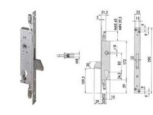 serratura tripl. infilare per montanti e persiane senza scrocco 46800 (ex46300) - mm.25 (46800250) cod:ferx.fer201384
