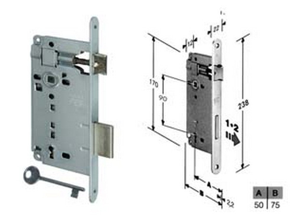 serratura a bussola da infilare bordo tondo cromo satinato - mm.50 bordo acciaio cromato satinato (591.50.34) cod:ferx.fer204026