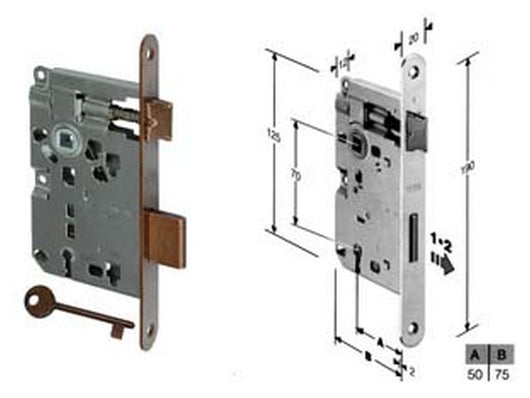 serratura bussola ridotta infilare bordo tondo bronzato mm50 bordo acciaio cod:ferx.fer204217