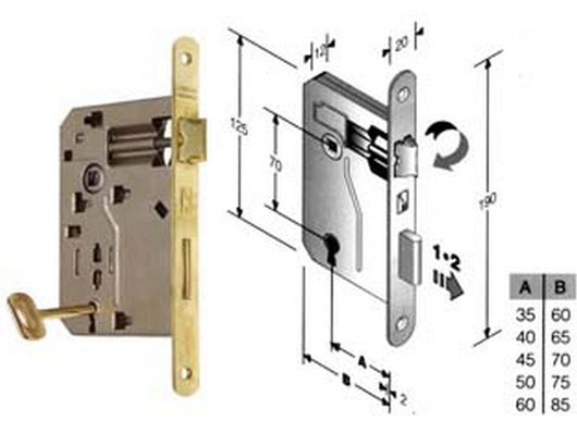 serratura a bussola ridotta da infilare bordo tondo ottonato - mm.50 bordo tondo ferro ottonato cod:ferx.fer204804