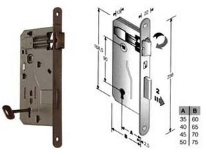serratura a bussola da infilare bordo tondo bronzato - mm.35 bordo acciaio bronzato cod:ferx.fer204828