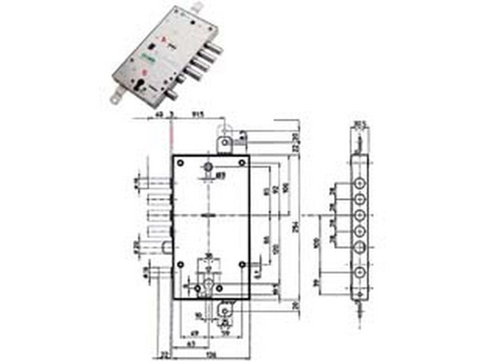 serratura tripl. applic. multifunzione scrocco cilindro eu. + d/mappa blindate 54597 - mm.60 sx (54597roms36) cod:ferx.fer213400