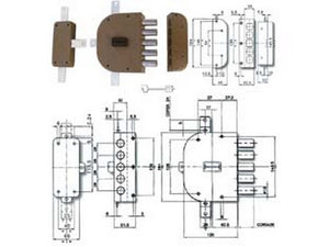 serratura quintuplice da applicare senza scrocco doppia mappa 2300 - mm.60 sx (2300-51) cod:ferx.fer214063