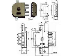 serratura triplice da applicare con scrocco a pompa 3250 - mm.60 dx (3250c-02) cod:ferx.fer214131