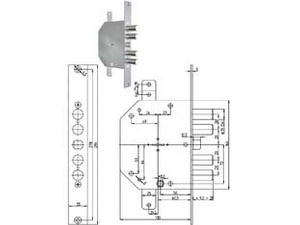 serratura triplice infilare con scrocco rev.doppia mappa blindate 2151 - mm.60 chiave mm.92 (2151-01) cod:ferx.fer214254