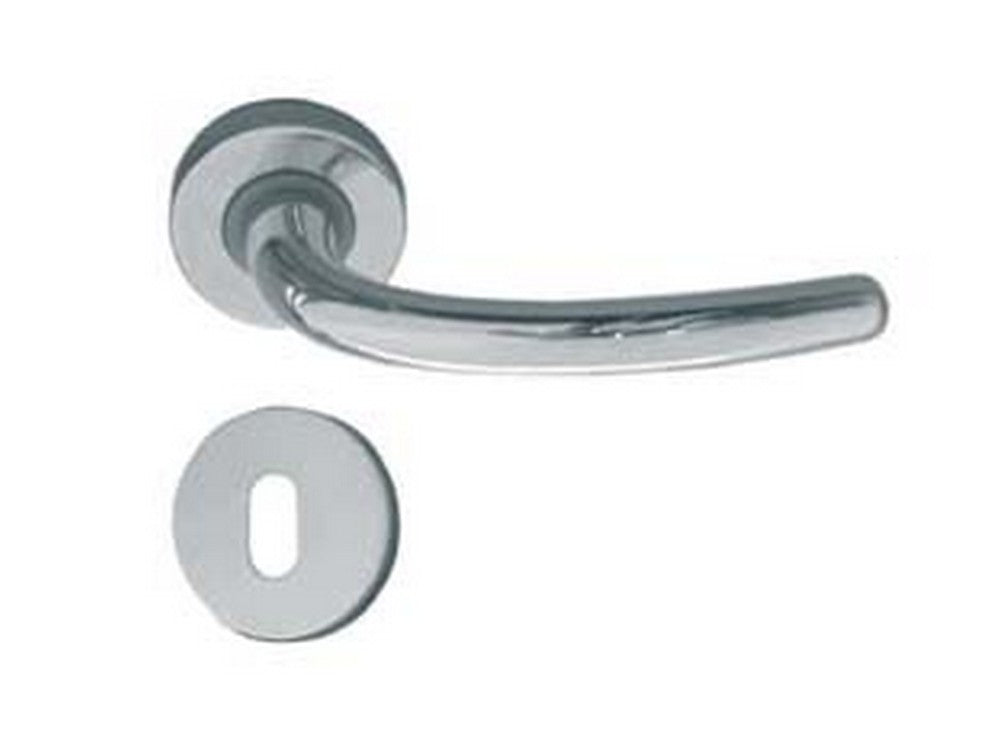 maniglia vega con rosetta in zama finitura ottone cromo satinato cod:ferx.fer214421