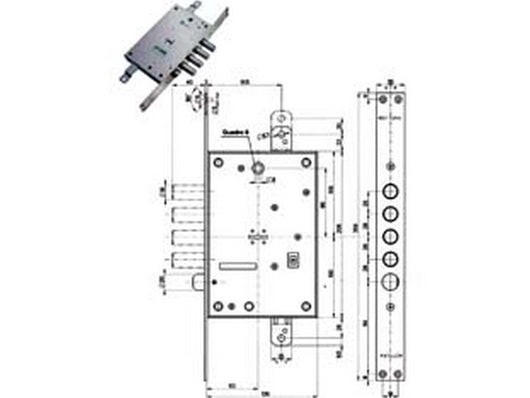 serratura triplice infilare con scrocco doppia mappa blindate 52771/28 - mm.63 dx (52771ml28 36) cod:ferx.fer214513