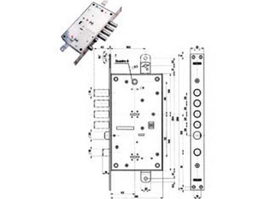 serratura triplice infilare multifunzione scrocco d/mappa blindate 54795 - mm.63 dx (54795d) cod:ferx.fer214551