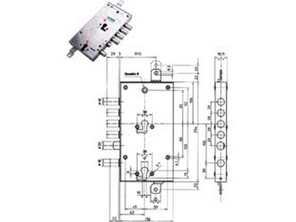 serratura triplice applicare multifunzione scrocco cilindro eur. blindate 85595 - mm.63 sx (85595s) cod:ferx.fer214643