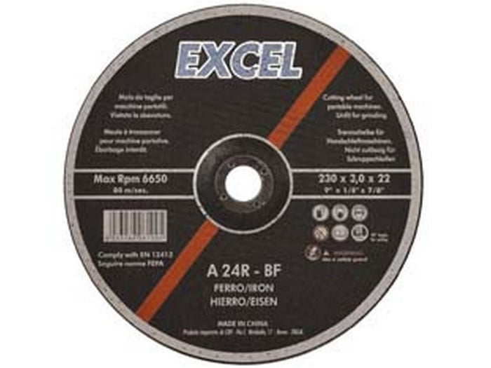 dischi taglio centro piano ferro  mm.230  mm230x3,0 foro 22,2 cod:ferx.fer218320