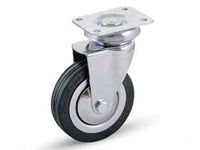 ruote a forcella in gomma con piastra girevole "155" - ? mm.60x23 piastra mm.64x50 mm.93h. port. kg.60 cod:ferx.fer218566