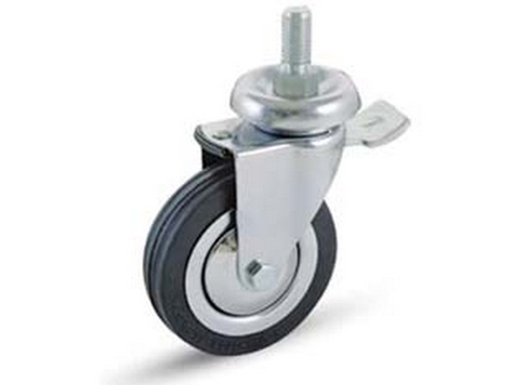 ruote a forcella in gomma con perno e freno "155bisb" - ? mm.80x20 perno ? mm.10x30 mm.115h. port. kg.70 cod:ferx.fer218719