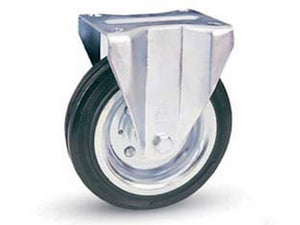 ruote industriali in gomma con piastra fissa "80sea" - ? mm.140x37 piastra mm.115x85 - 174h. p. kg.115 cod:ferx.fer218788