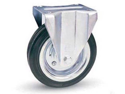 ruote industriali in gomma con piastra fissa "80sea" - ? mm.140x37 piastra mm.115x85 - 174h. p. kg.115 cod:ferx.fer218788