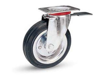 ruote industriali in gomma con piastra girevole e freno "80bis" - ? mm.125x37 piastra mm.115x85 - 155h. p. kg.100 cod:ferx.fer219556